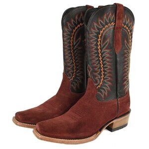 ARIAT Men's Red Futurity Roughout Square Toe Western Cowboy Boots 8.5